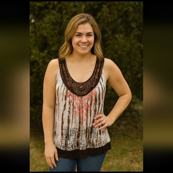 Almost Famous Beaded Tie-Dye Tank Top - Picture 1 of 5